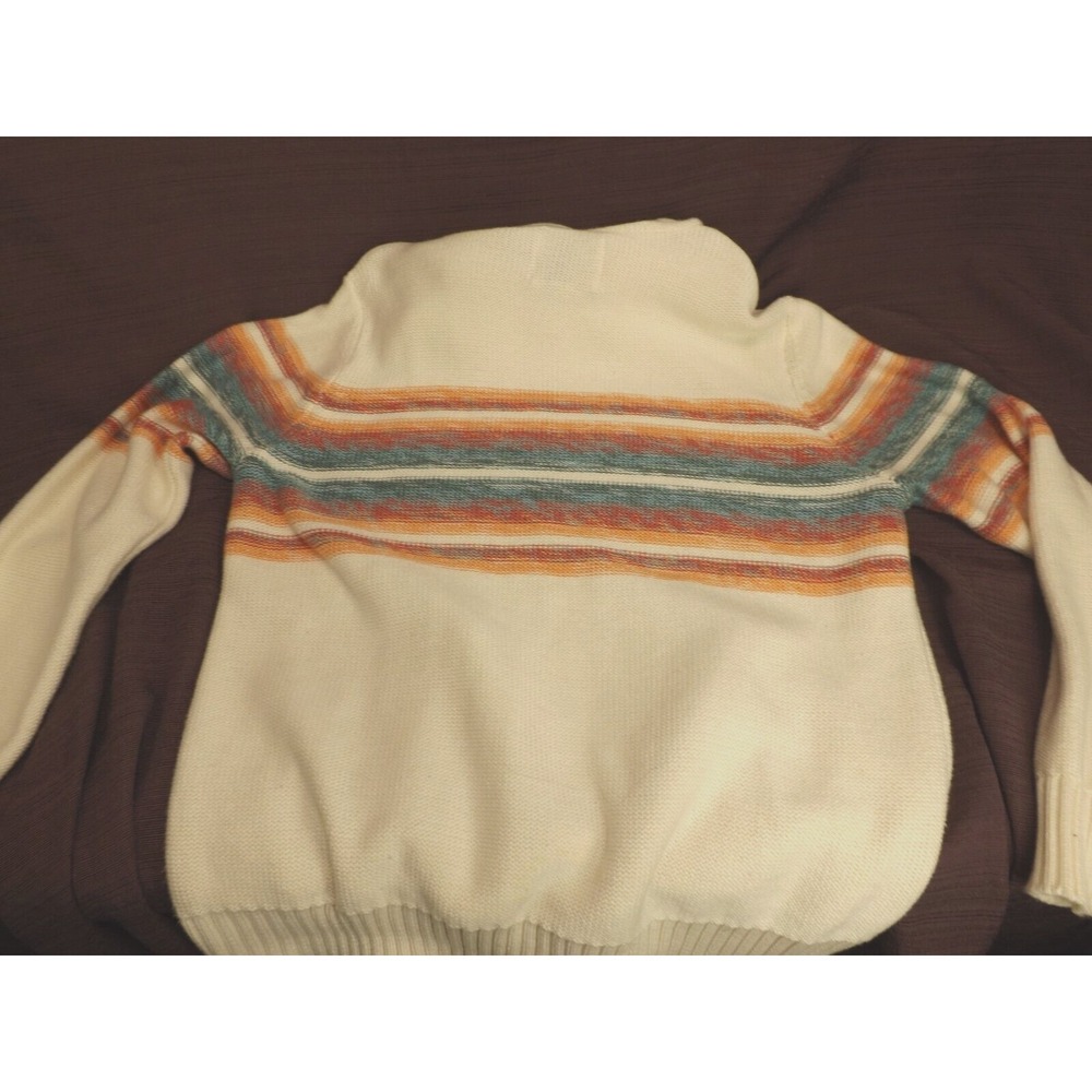 American Eagle AE White Striped Sweater Hoodie - Kangaroo pocket - Men's size L - Picture 9 of 16